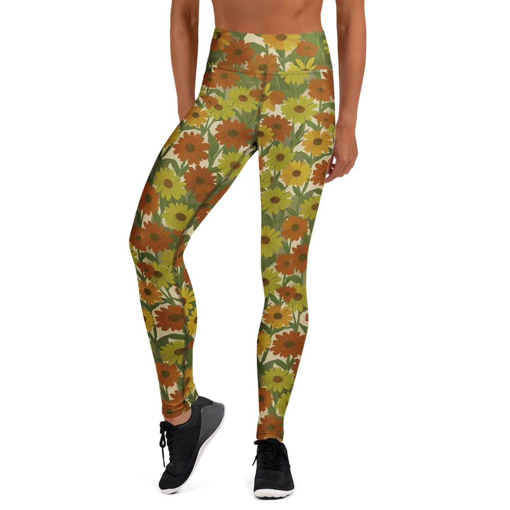 Saffron Bloom on Yoga Leggings — Front