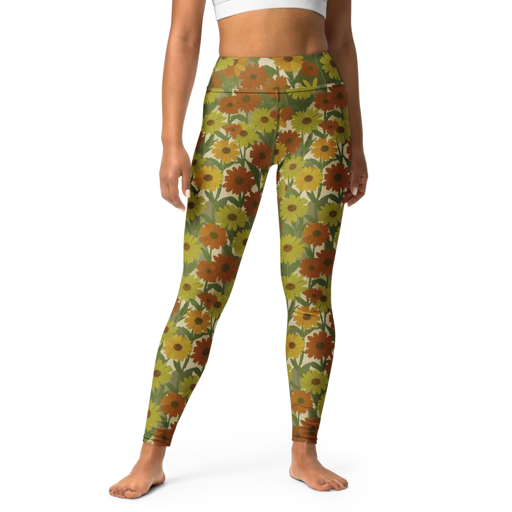 Saffron Bloom on Yoga Leggings — Front