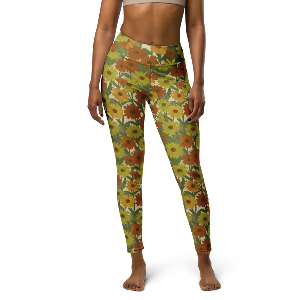 Saffron Bloom on Yoga Leggings — Front