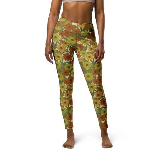 Saffron Bloom on a Yoga Leggings