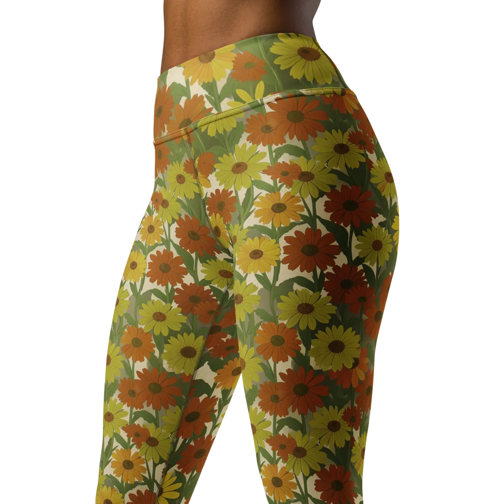 Saffron Bloom on Yoga Leggings — Left Front