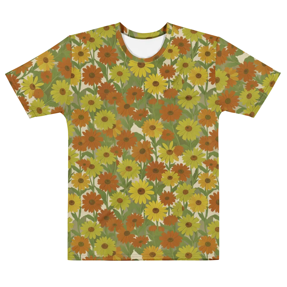 Saffron Bloom on Men's Cotton Crew Neck T-Shirt — Front