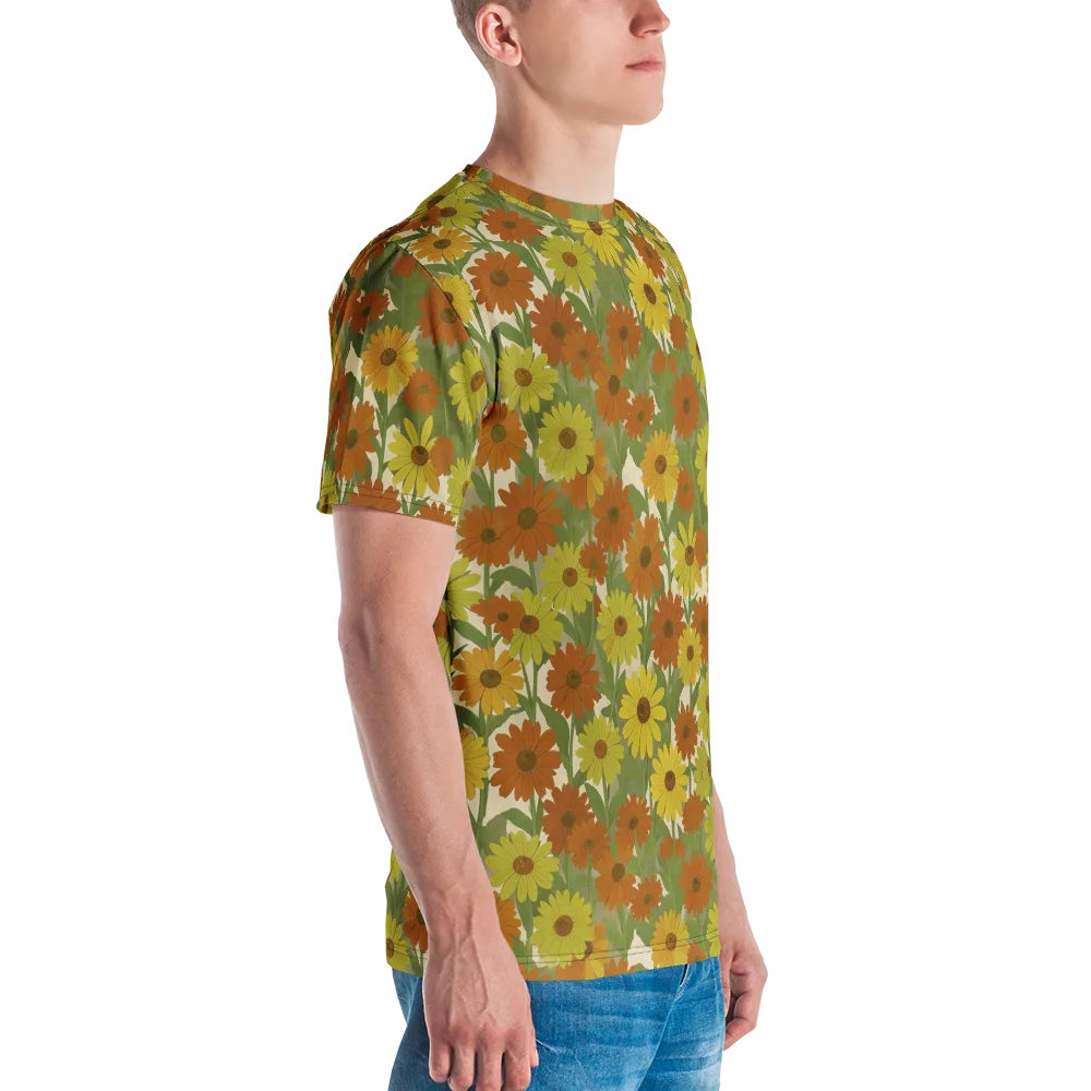 Saffron Bloom on Men's Crew Neck T-Shirt — Right