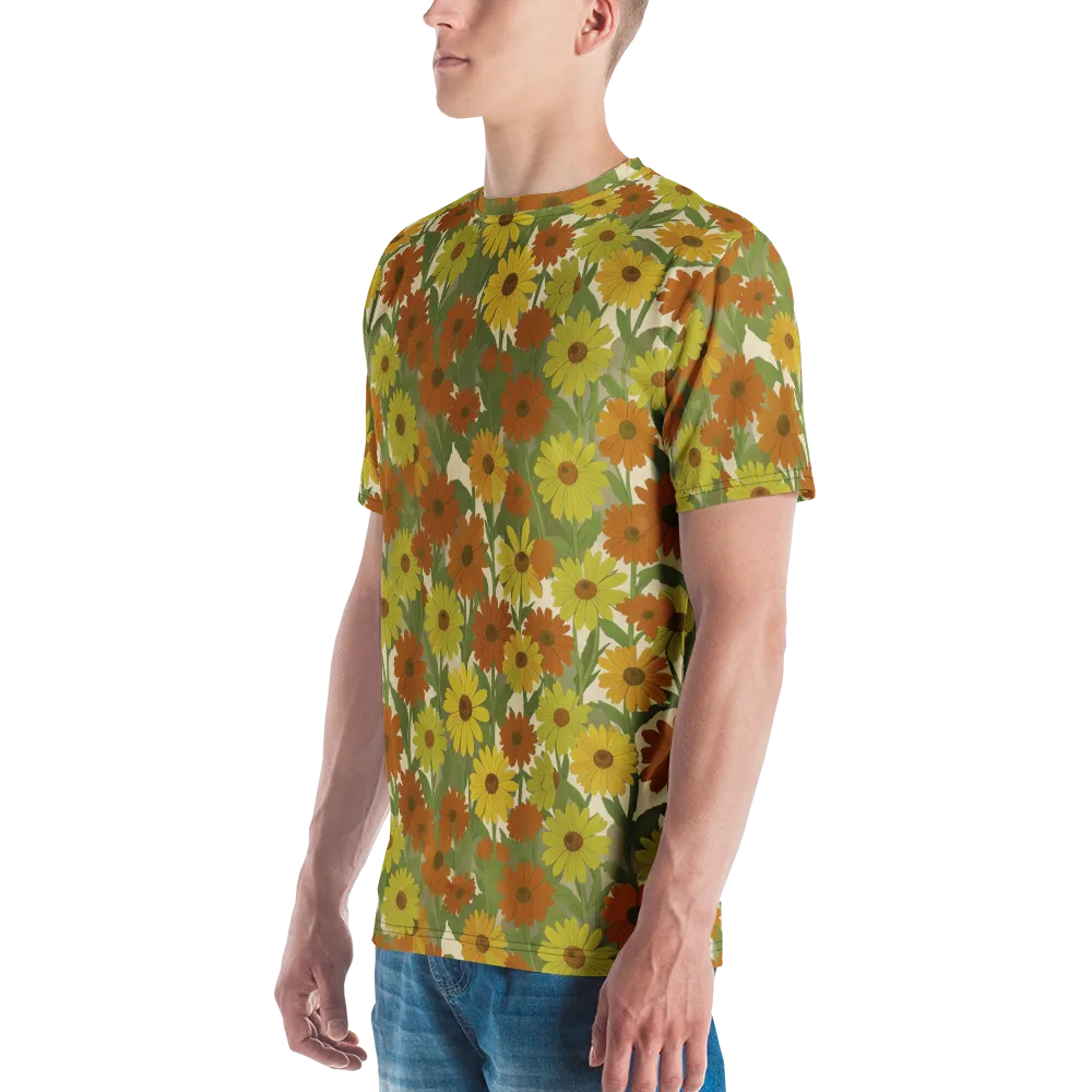 Saffron Bloom on Men's Crew Neck T-Shirt — Left