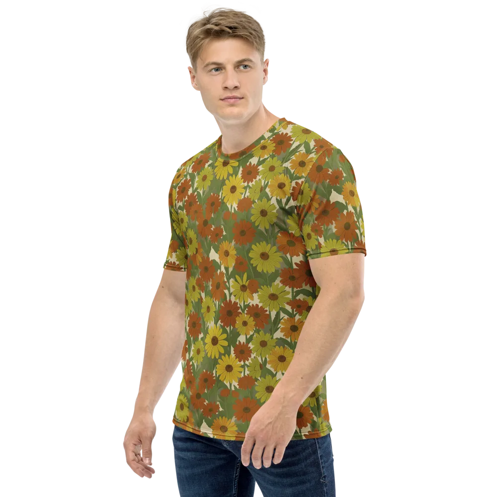 Saffron Bloom on Men's Crew Neck T-Shirt — Left