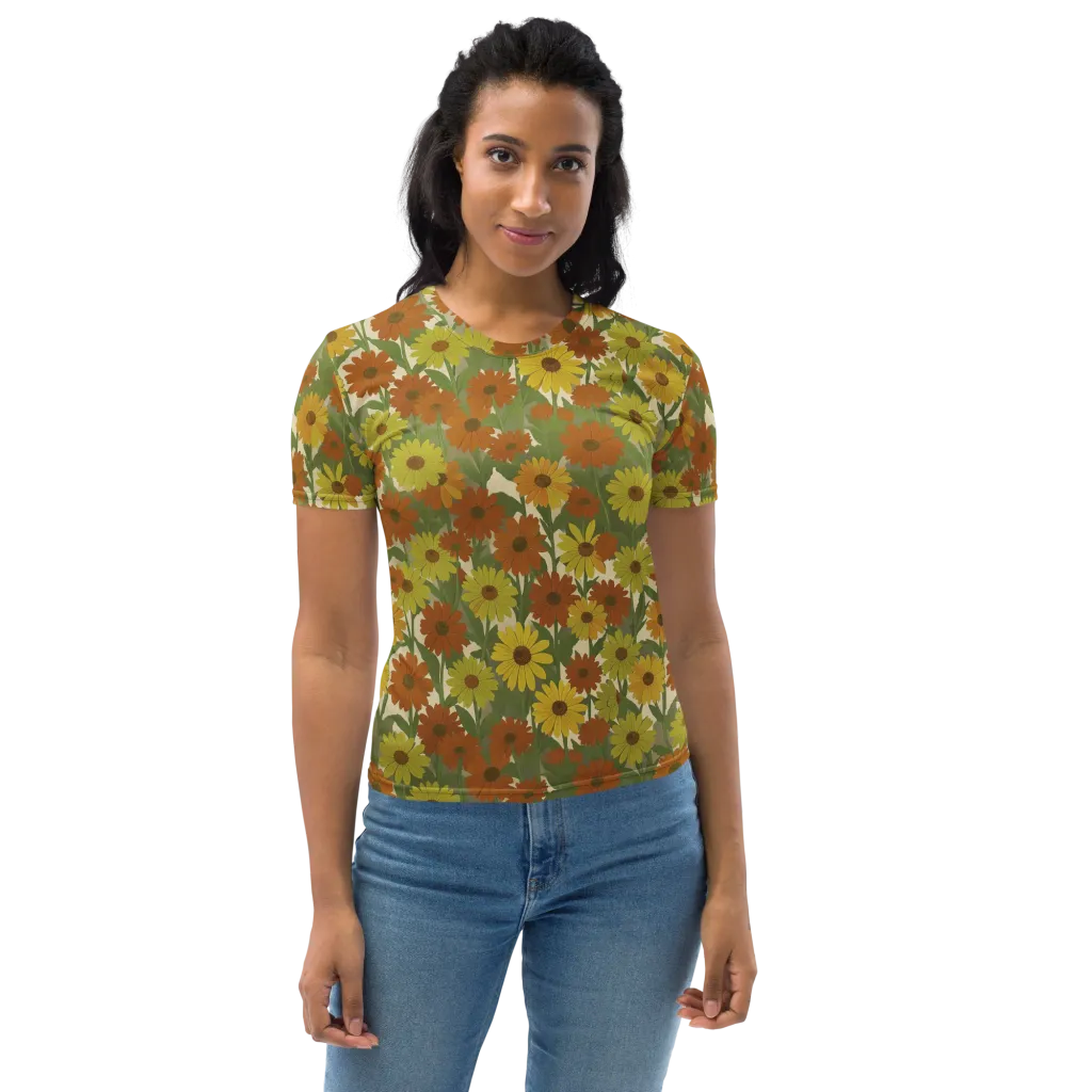 Saffron Bloom on Women's Crew Neck T-Shirt — Front