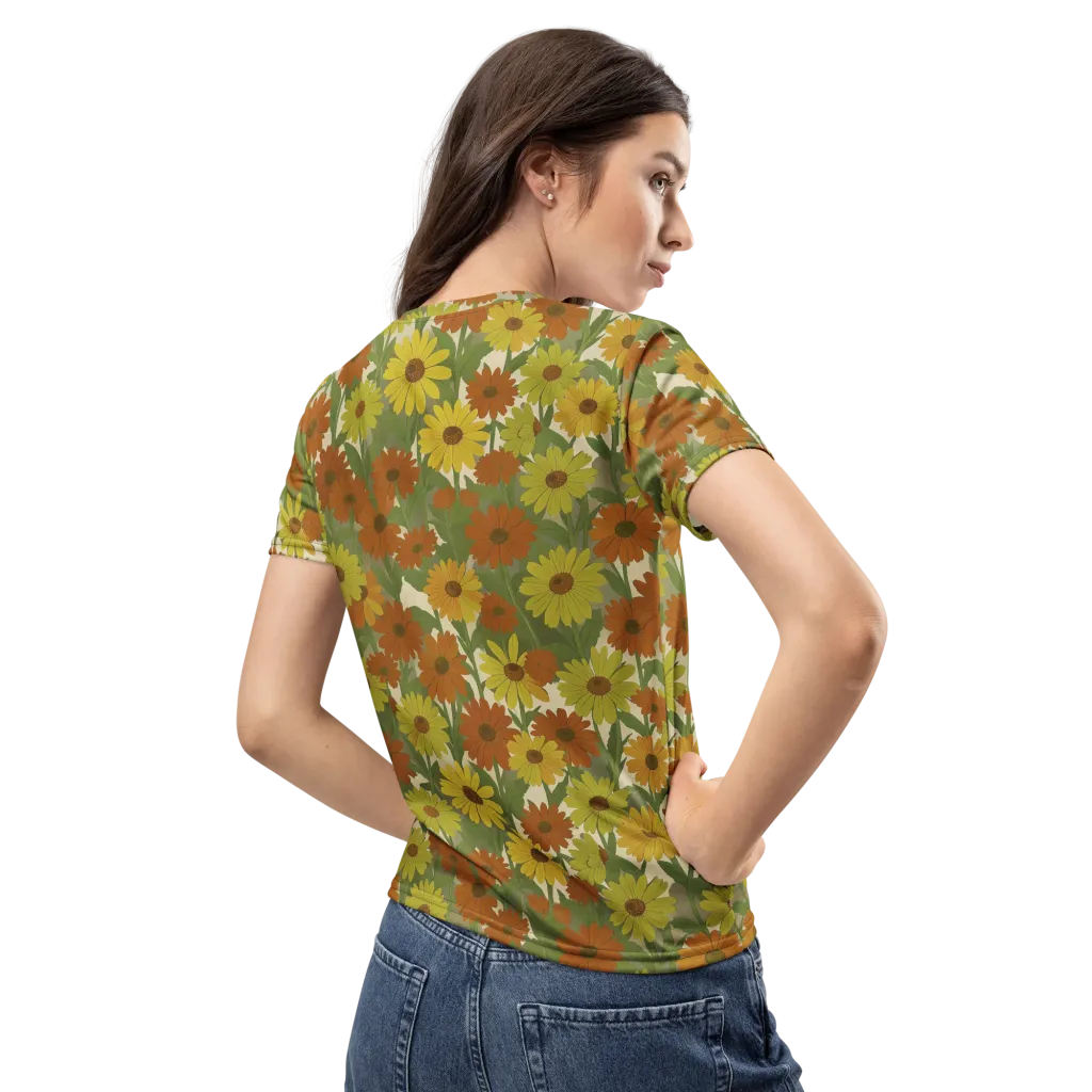 Saffron Bloom on Women's Crew Neck T-Shirt — Back