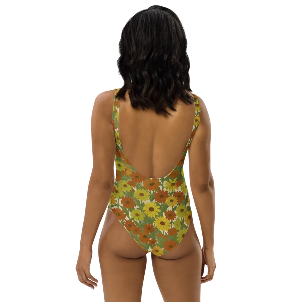 Saffron Bloom on One-Piece Swimsuit — Back