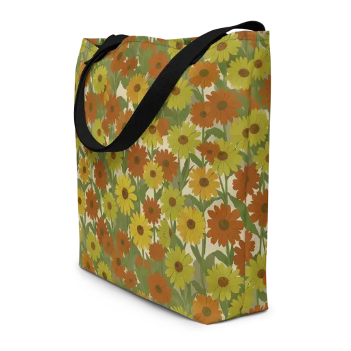 Saffron Bloom on a Large Tote Bag W/ Pocket