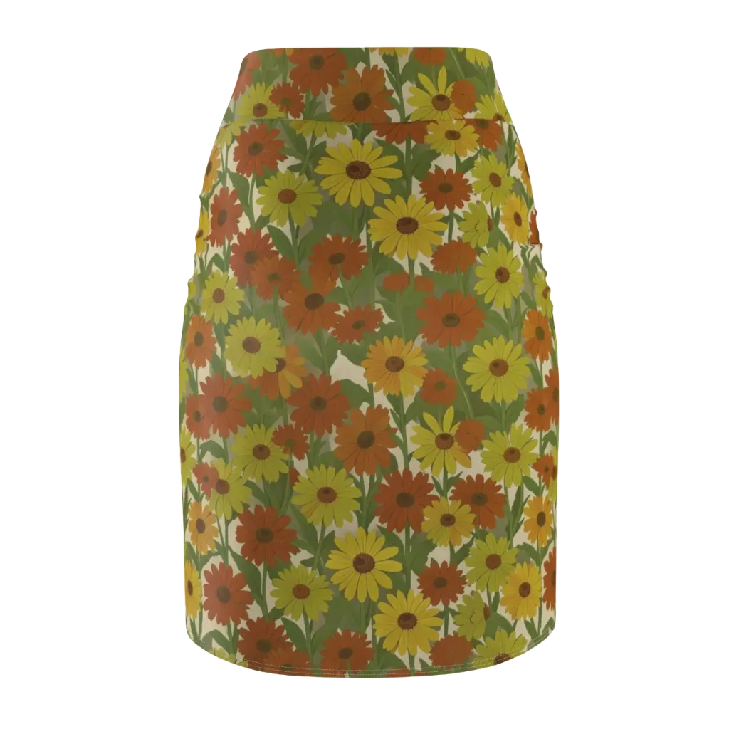 Saffron Bloom on Pencil Skirt — Back