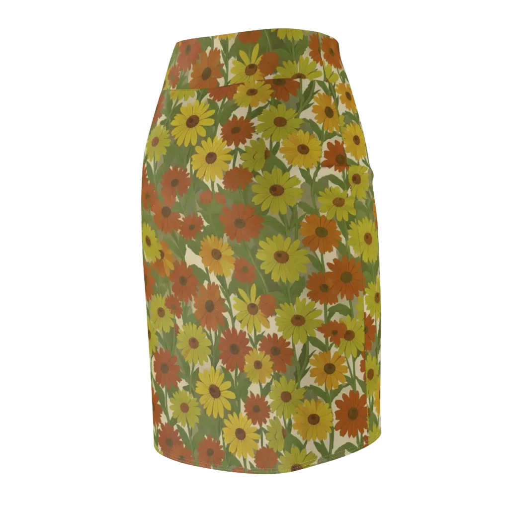 Saffron Bloom on Pencil Skirt — Back Side