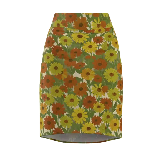 Saffron Bloom on a Pencil Skirt