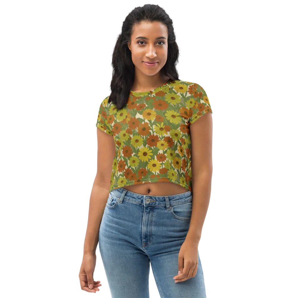 Saffron Bloom on Crop Tee — Front