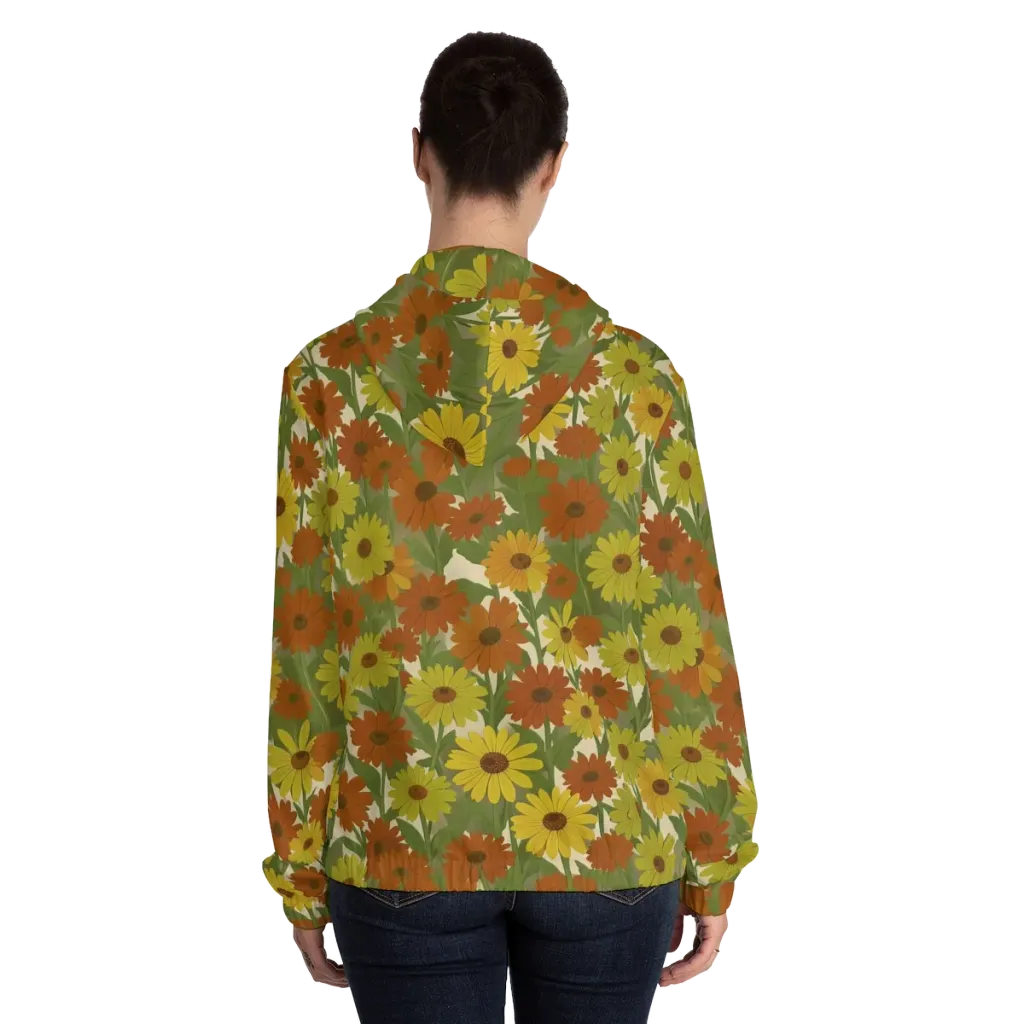 Saffron Bloom on Women's Full-Zip Hoodie — Back On Person