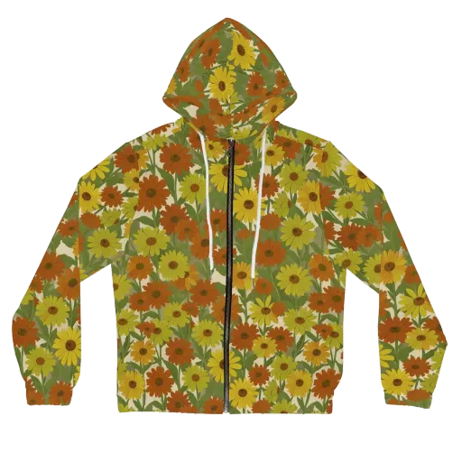 Saffron Bloom on a Women's Full-Zip Hoodie