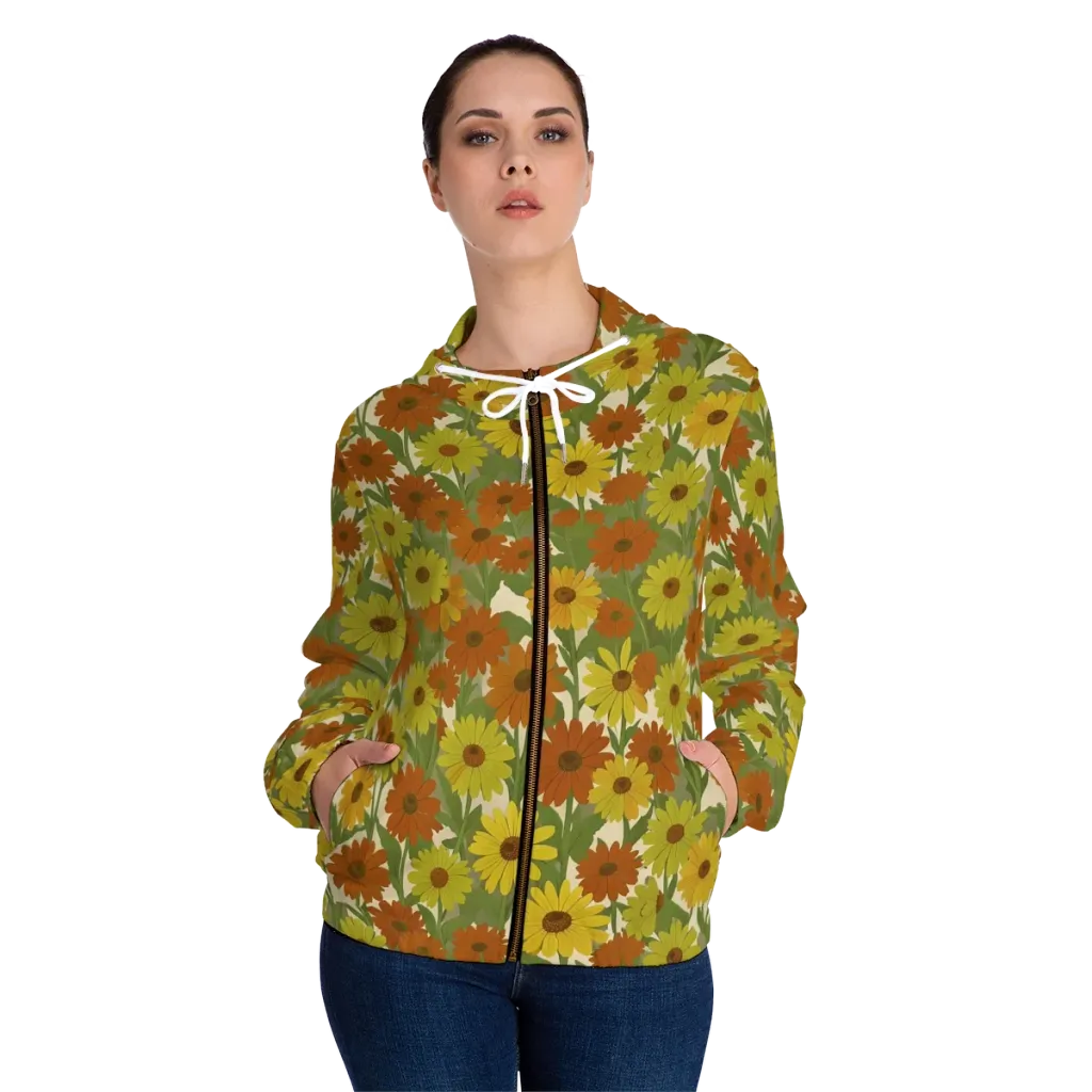 Saffron Bloom on Women's Full-Zip Hoodie — Front On Person