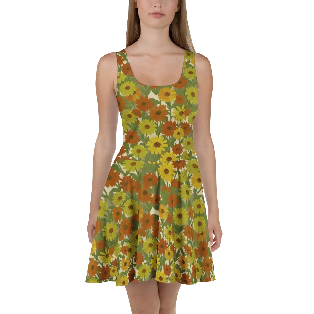 Saffron Bloom on Skater Dress — Front