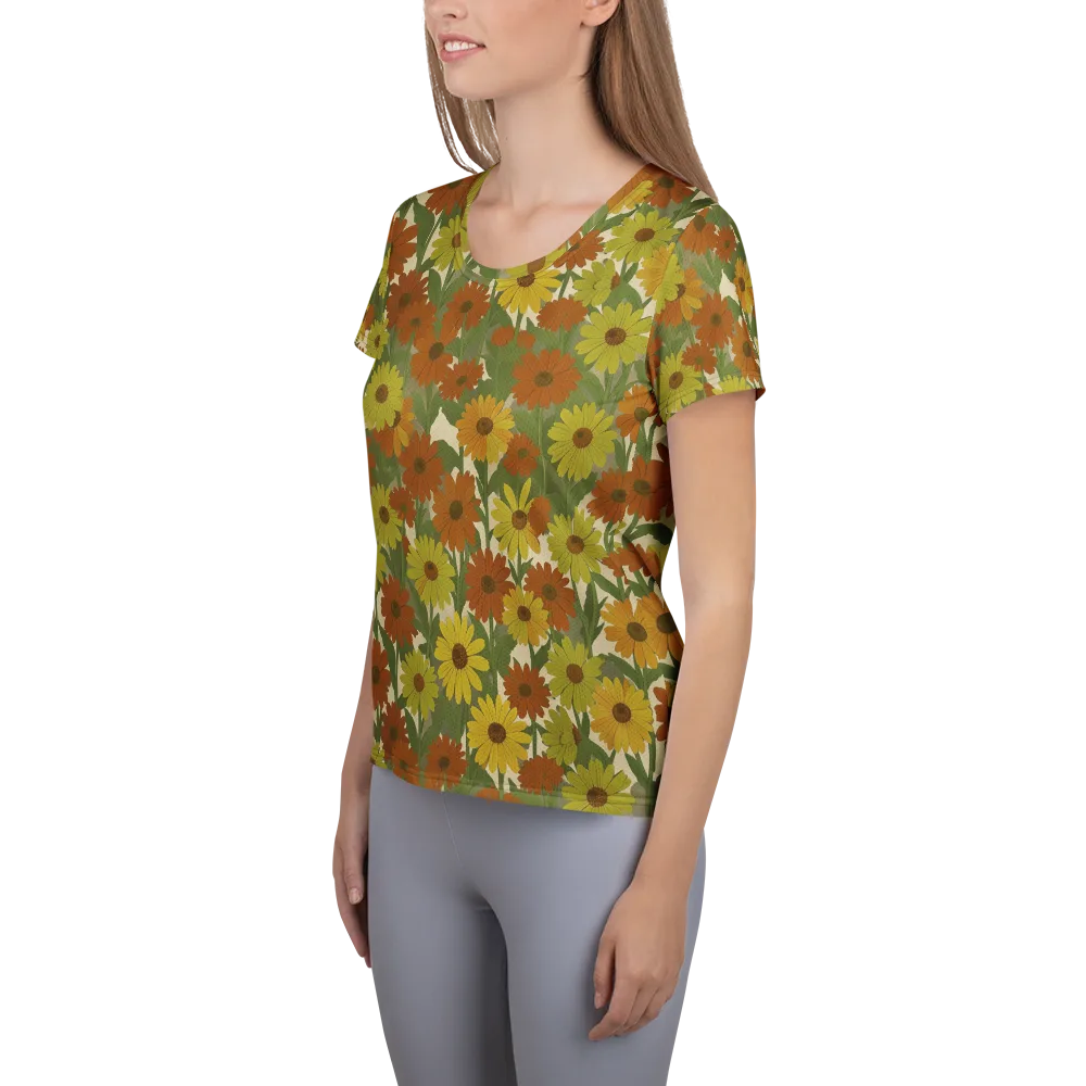 Saffron Bloom on Women's Athletic T-Shirt — Left