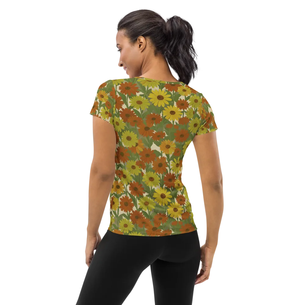 Saffron Bloom on Women's Athletic T-Shirt — Back