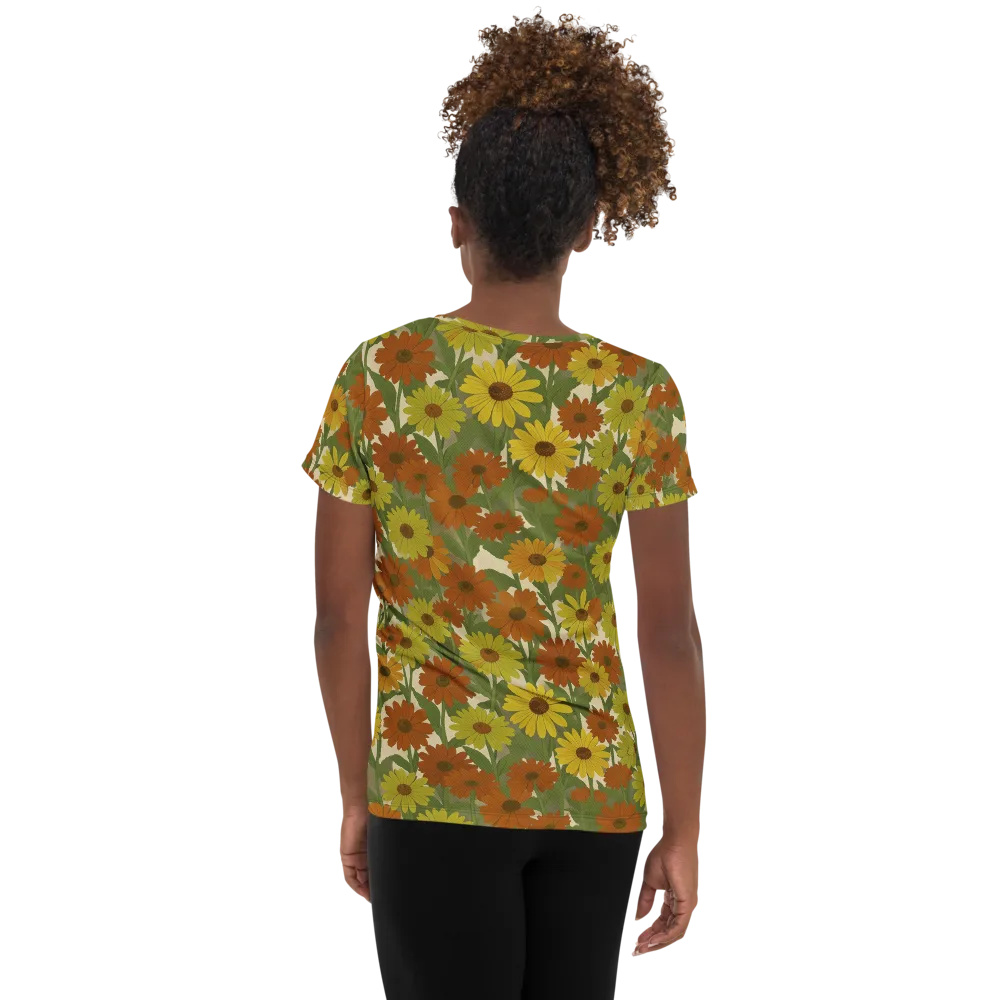Saffron Bloom on Women's Athletic T-Shirt — Back