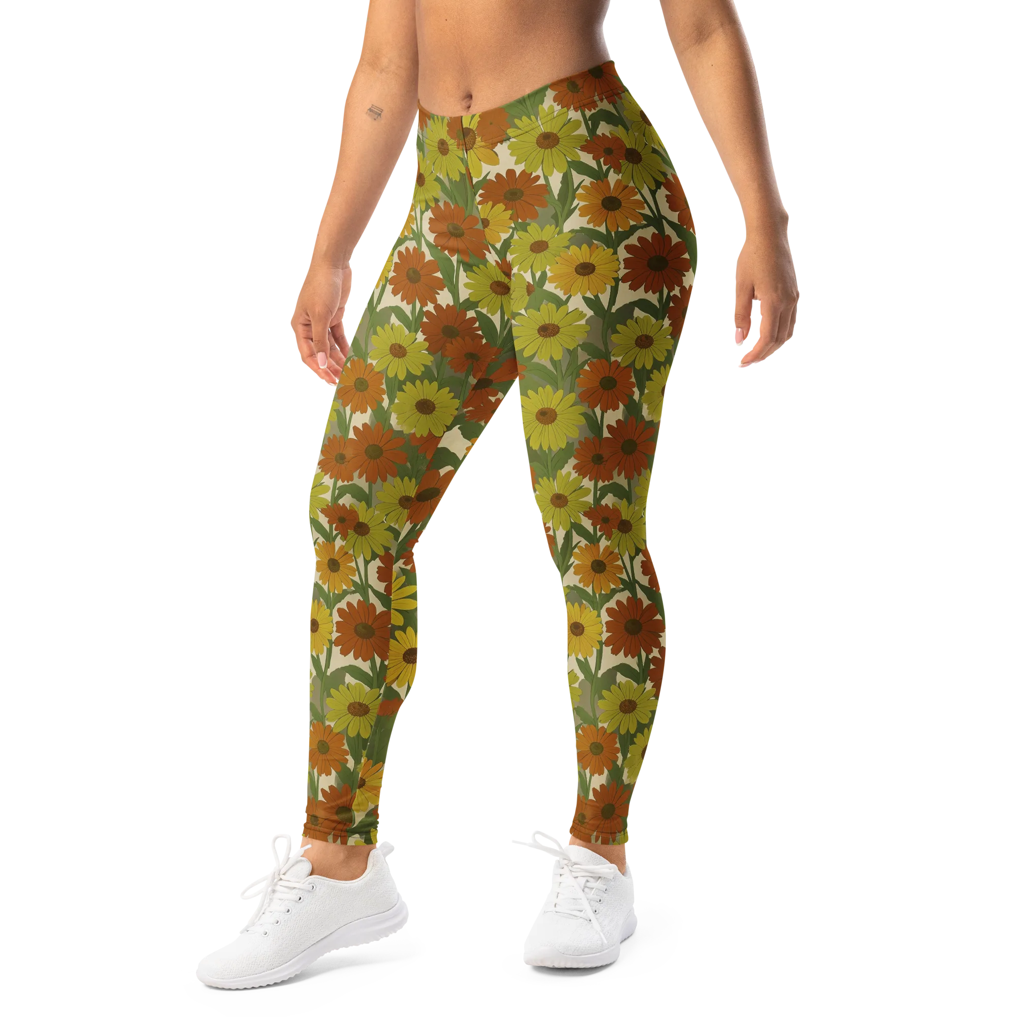 Saffron Bloom on Leggings — Left Front