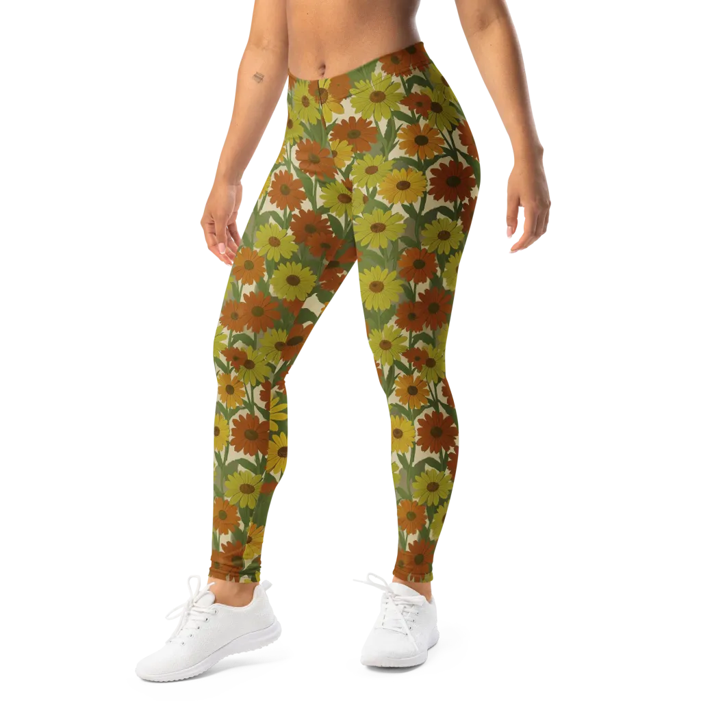 Saffron Bloom on Leggings — Left Front