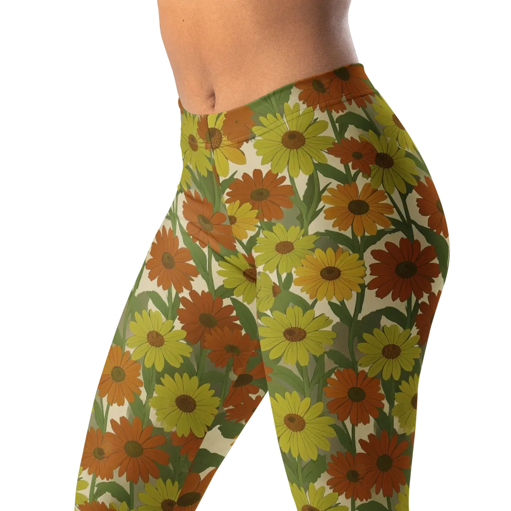 Saffron Bloom on Leggings — Left Front