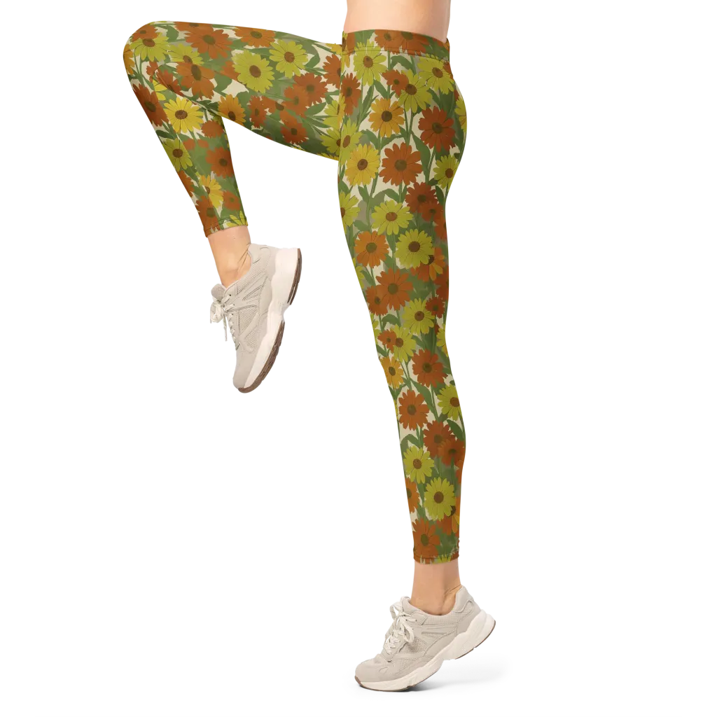 Saffron Bloom on Leggings — Left