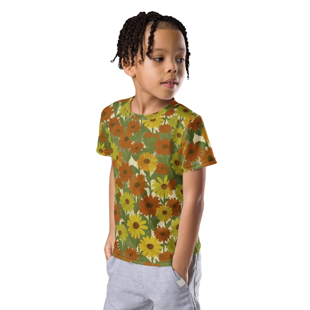Saffron Bloom on Kids Crew Neck T-Shirt — Left Front