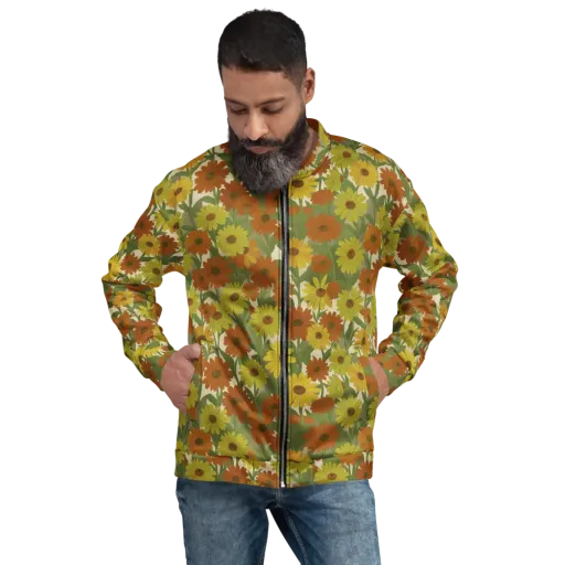 Saffron Bloom on a Bomber Jacket