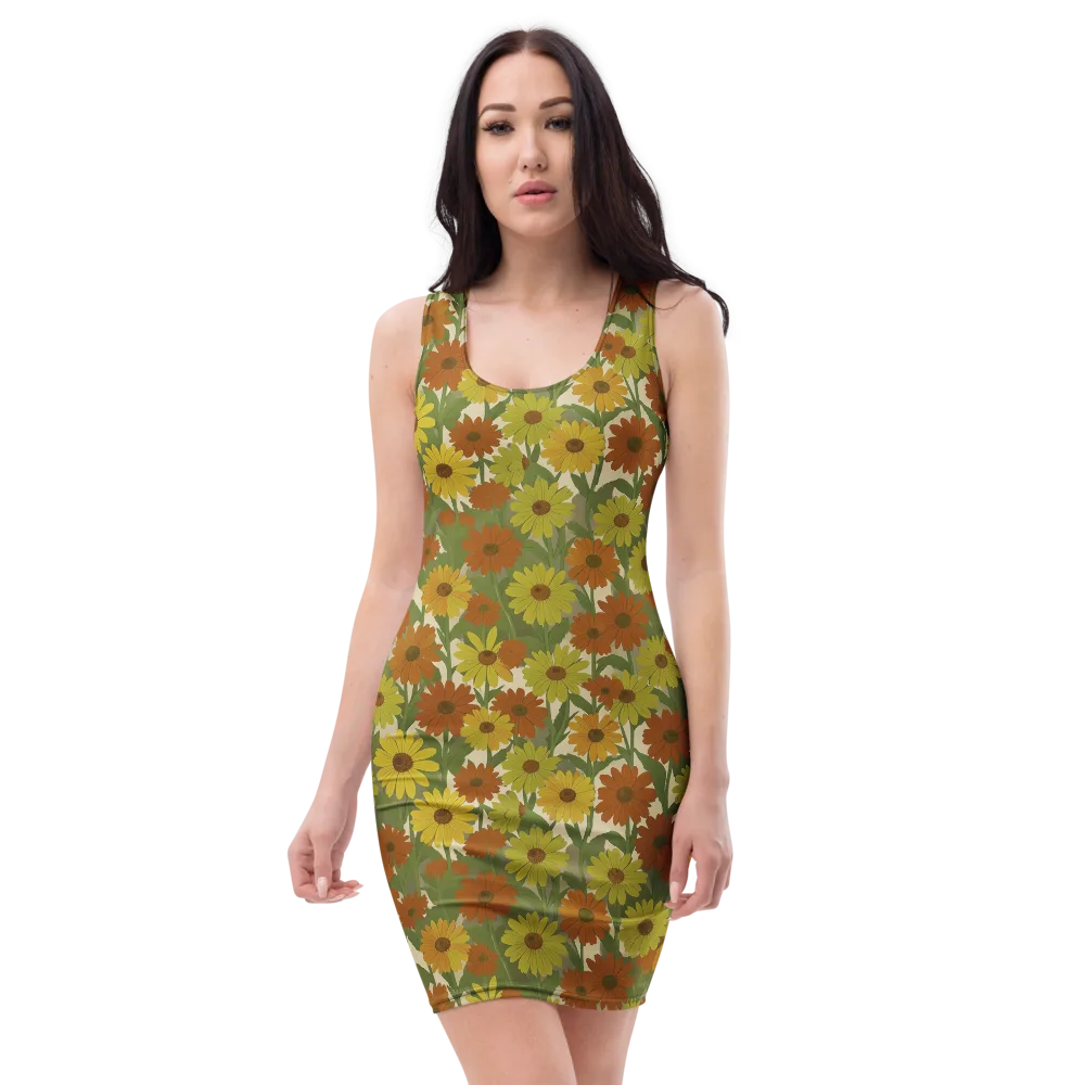 Saffron Bloom on Bodycon Dress — Front