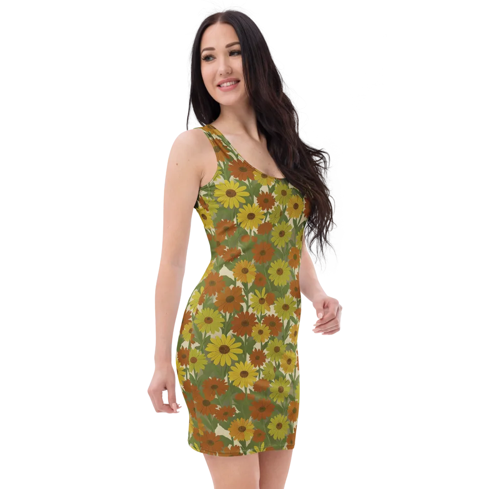 Saffron Bloom on Bodycon Dress — Right Front