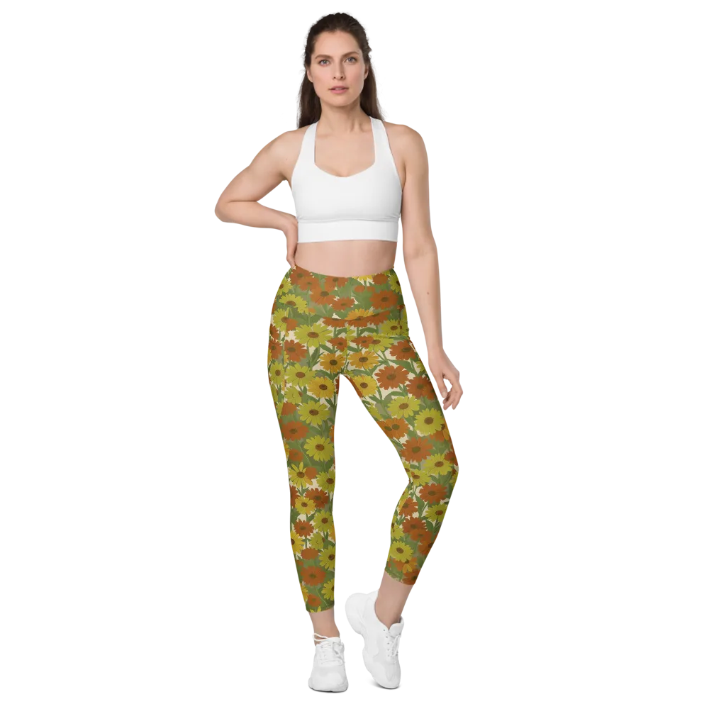 Saffron Bloom on Leggings with Pockets — Front