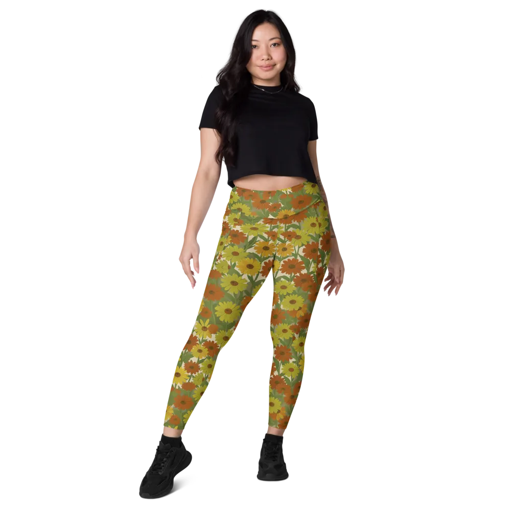 Saffron Bloom on Leggings with Pockets — Front