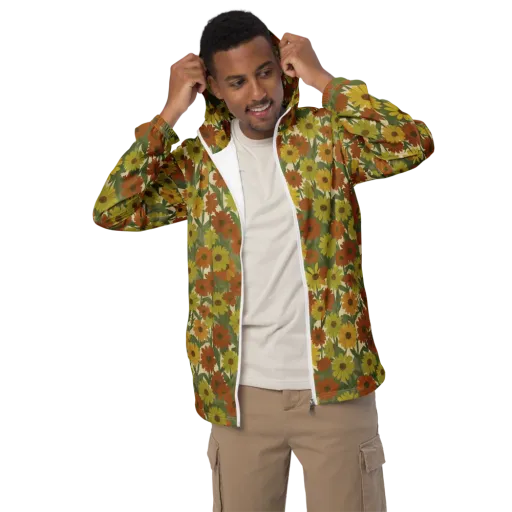 Saffron Bloom on a Men's Windbreaker