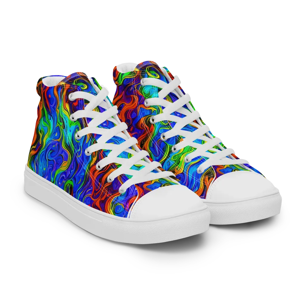 The Color Riot on Men's High Top Canvas Shoes — Right Front