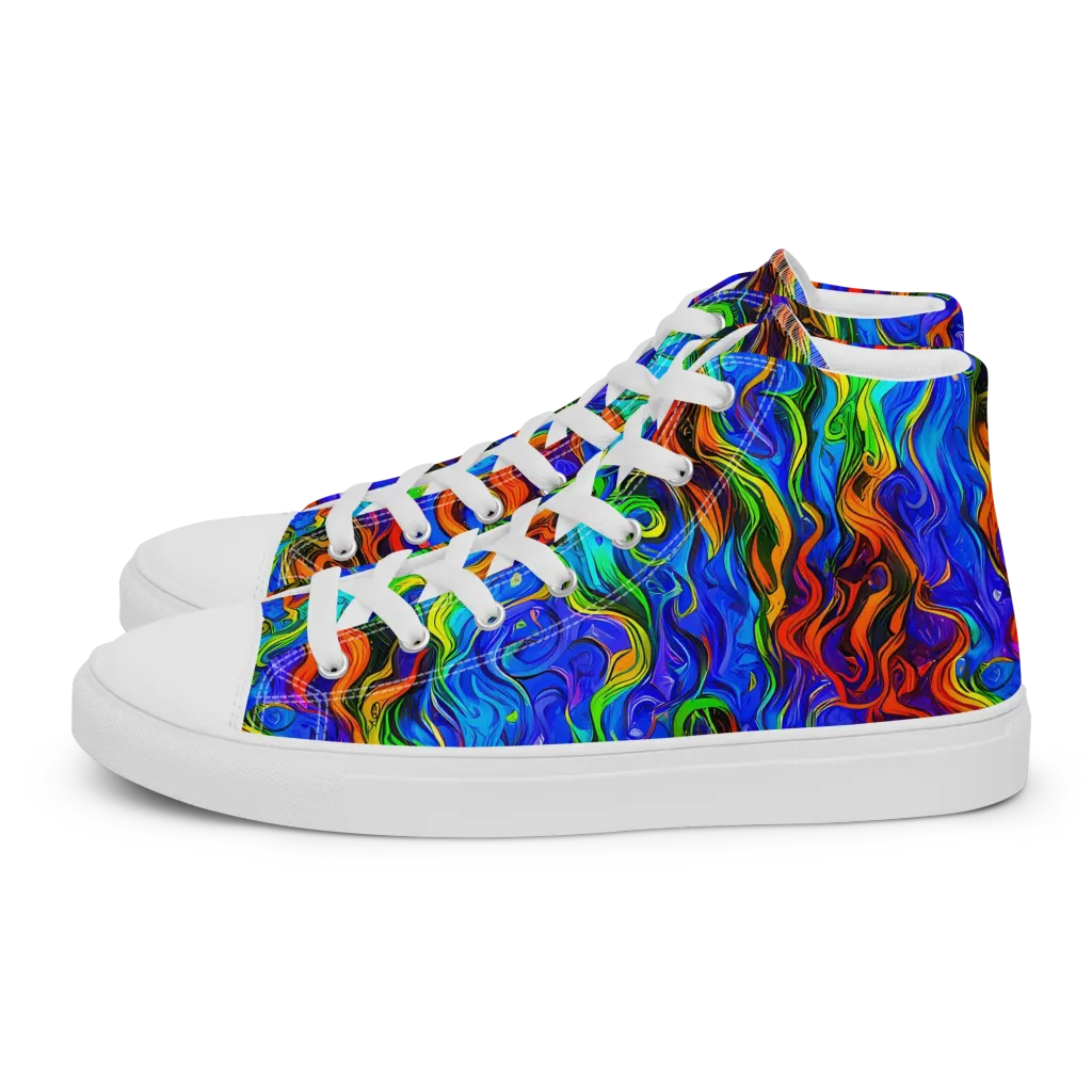 The Color Riot on Men's High Top Canvas Shoes — Left
