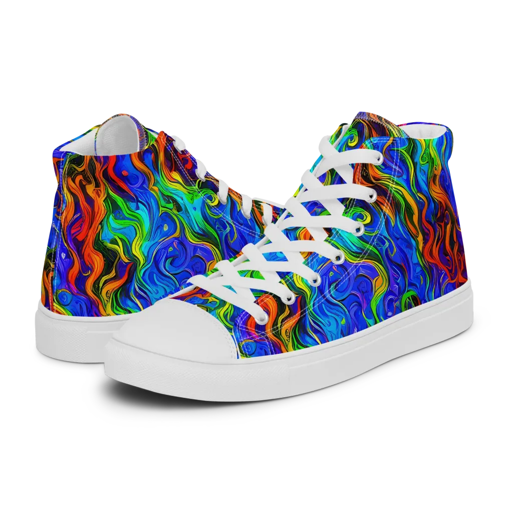 The Color Riot on Men's High Top Canvas Shoes — Left