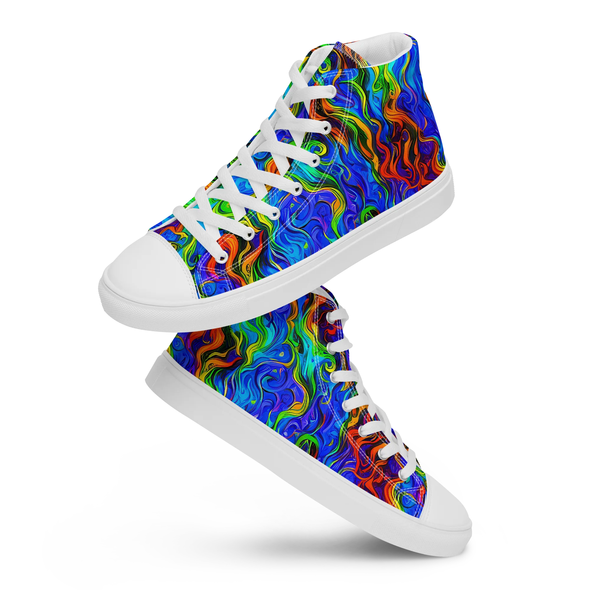 The Color Riot on Men's High Top Canvas Shoes — Front