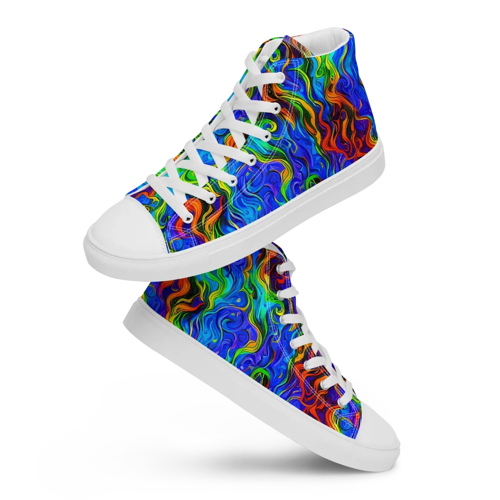 The Color Riot on Men's High Top Canvas Shoes — Front