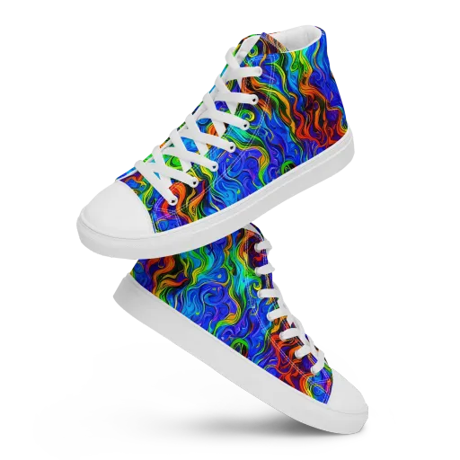 The Color Riot on a Men's High Top Canvas Shoes