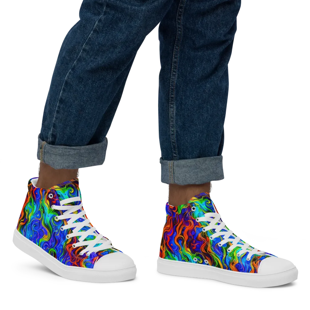The Color Riot on Men's High Top Canvas Shoes — Right