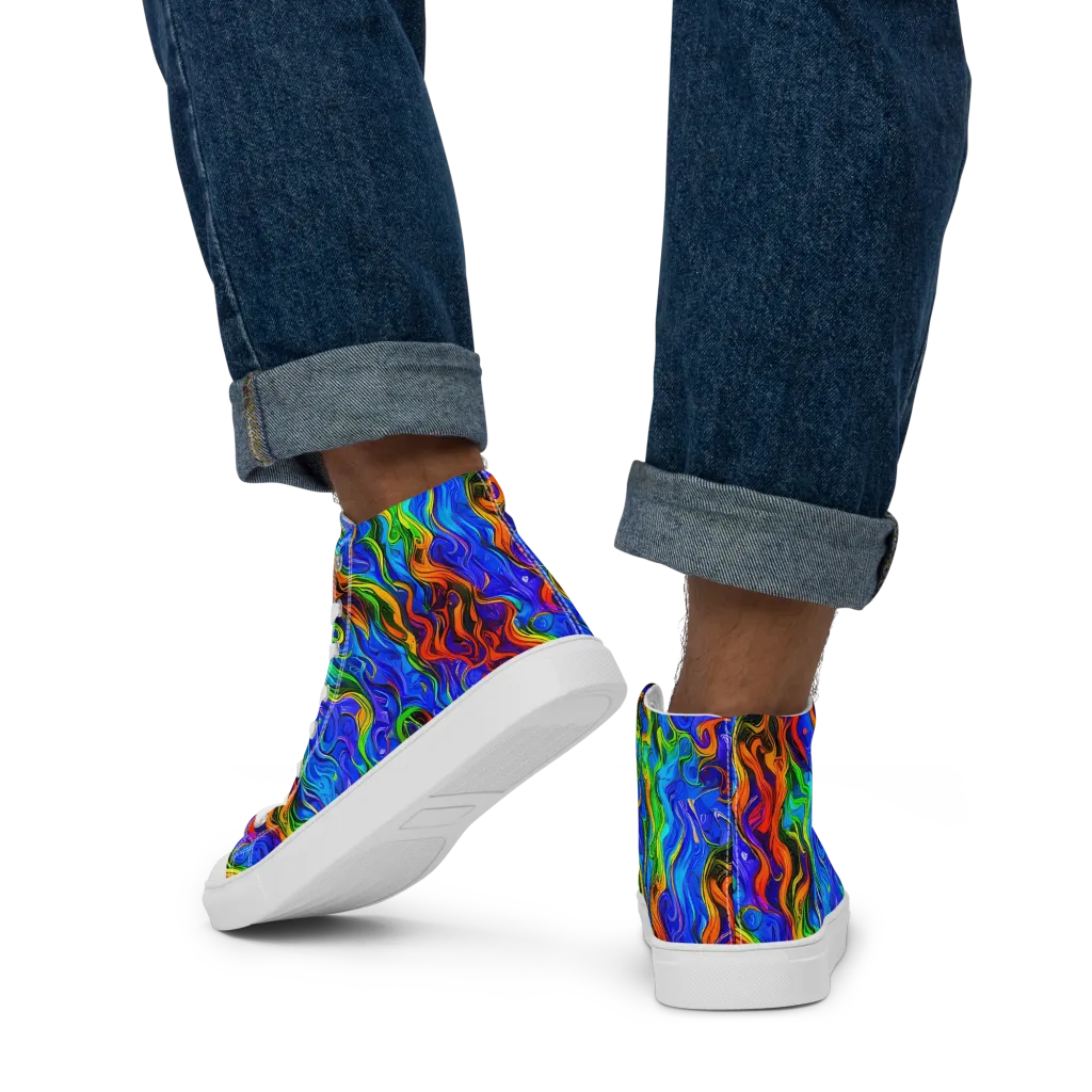 The Color Riot on Men's High Top Canvas Shoes — Back