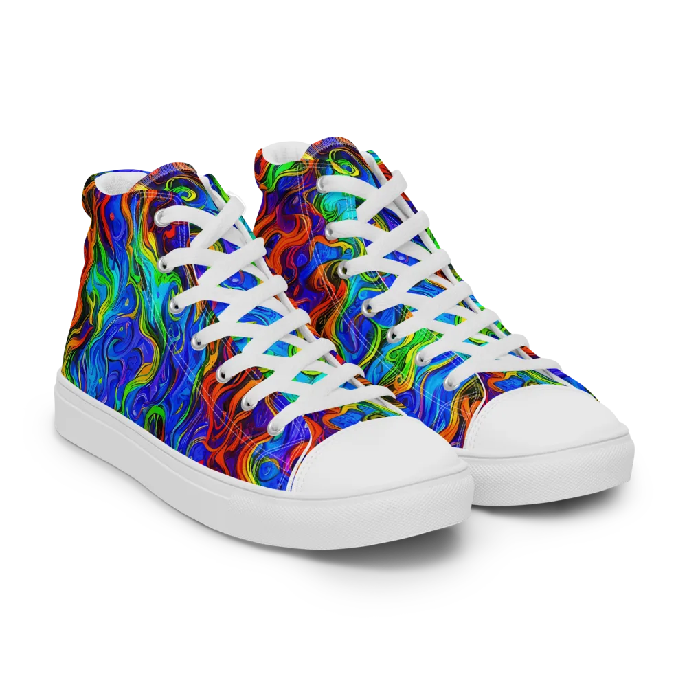 The Color Riot on Women's High Top Canvas Shoes — Right Front