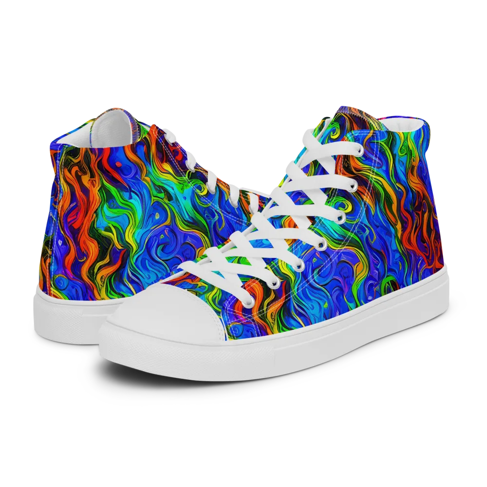 The Color Riot on Women's High Top Canvas Shoes — Left