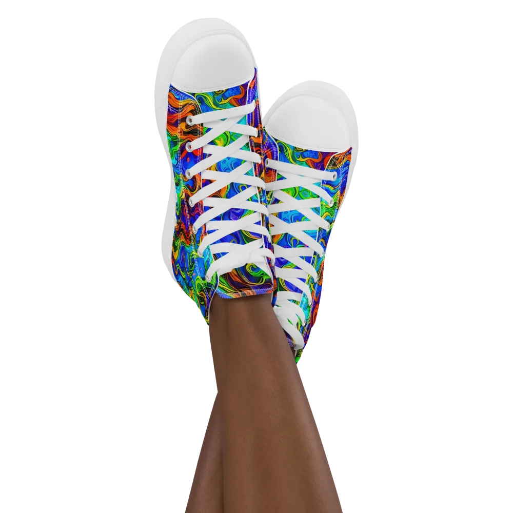 The Color Riot on Women's High Top Canvas Shoes — Front