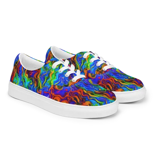 The Color Riot on a Men's Lace-Up Canvas Shoes