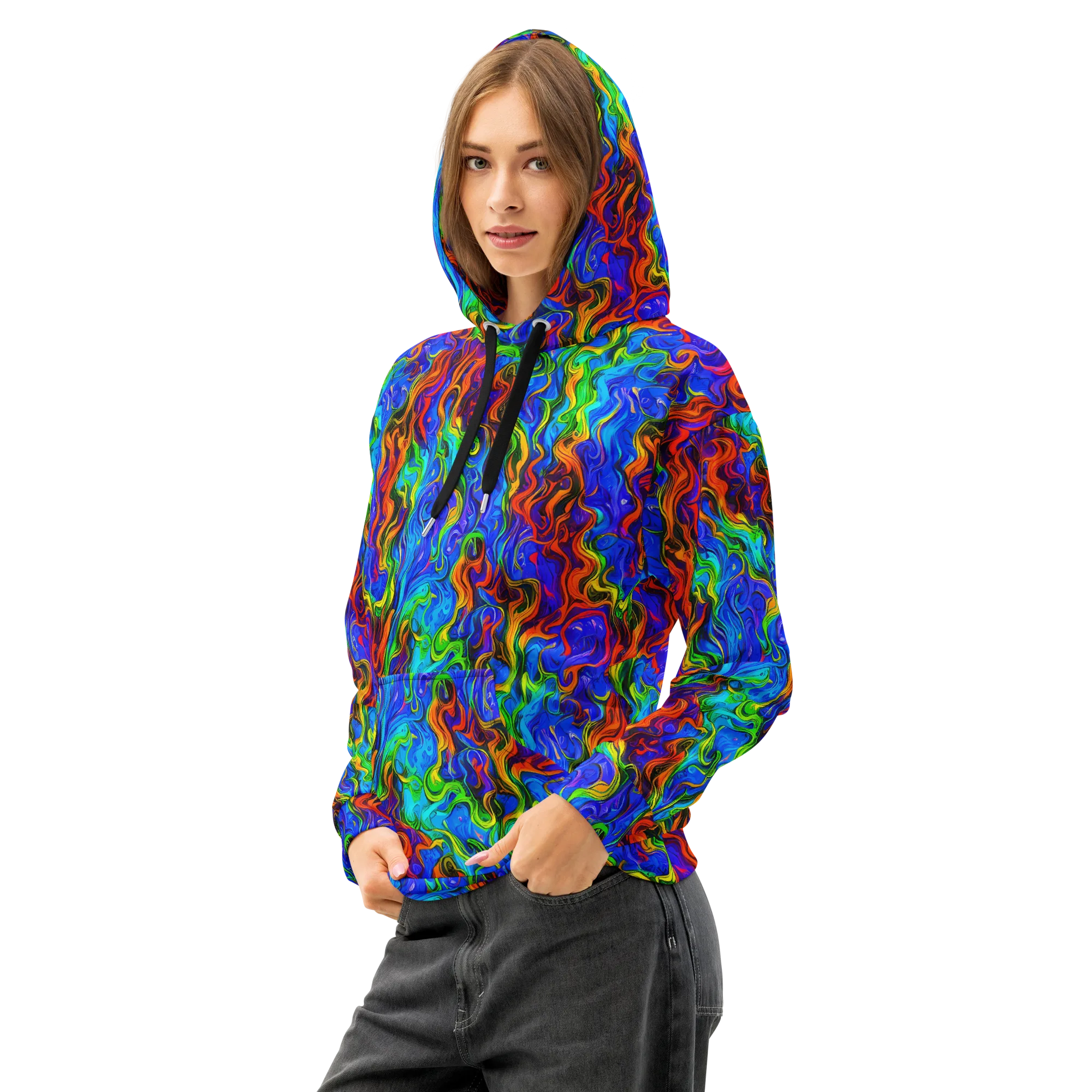 The Color Riot on Cotton Hoodie — Left Front
