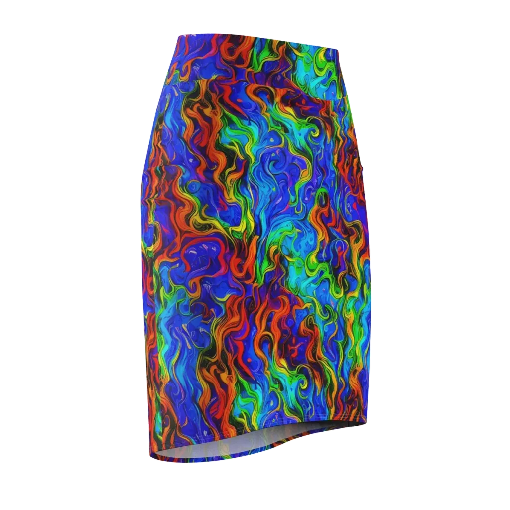 The Color Riot on Pencil Skirt — Front Side