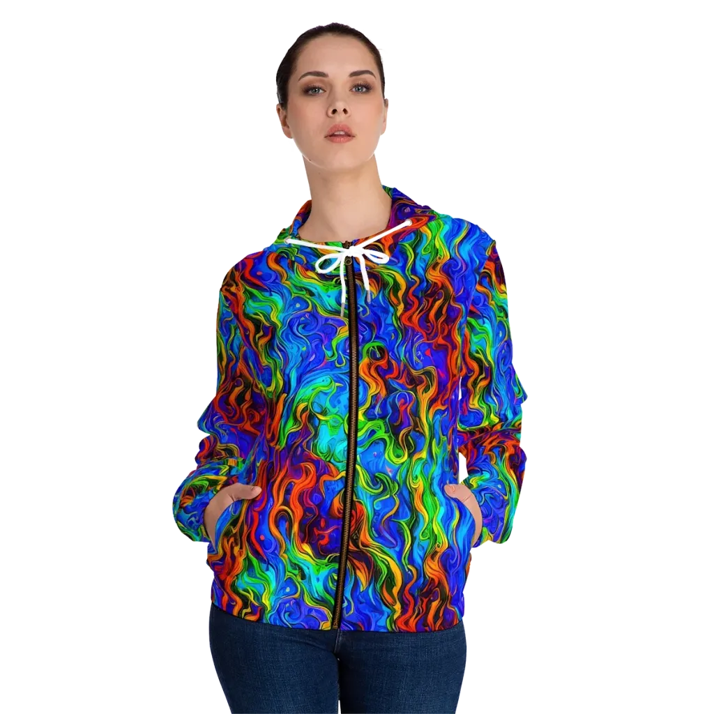 The Color Riot on Women's Full-Zip Hoodie — Front On Person